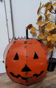 Halloween Large Metal Pumpkin ~ Orange | Vintage Character