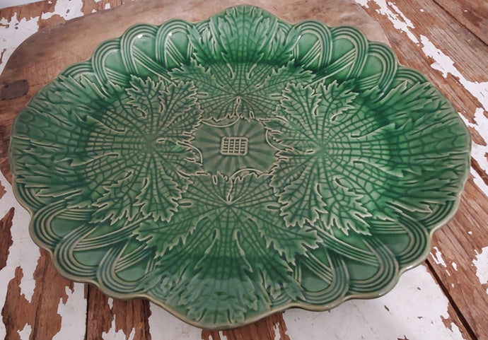 Hand Painted Stoneware Cabbageware Leaf Platter